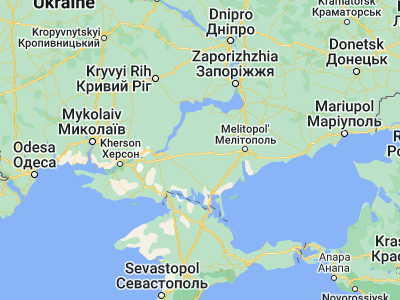 Map showing location of Nyzhni Sirohozy (46.84842, 34.38044)
