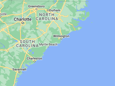 Map showing location of Oak Island (33.91656, -78.16111)