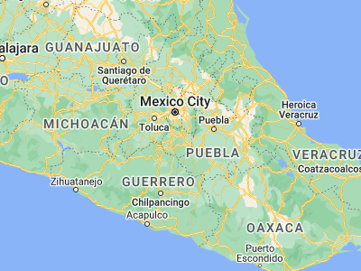 Map showing location of Oaxtepec (18.90583, -98.98071)