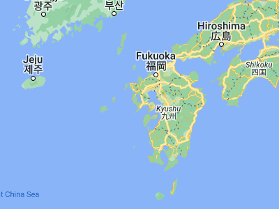 Map showing location of Obita (32.81667, 129.88333)