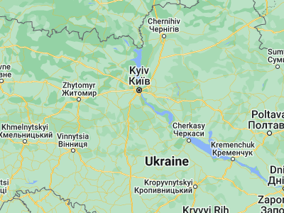 Map showing location of Obukhiv (50.10997, 30.62272)