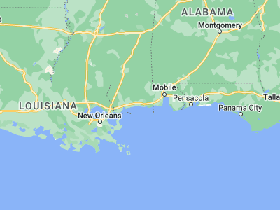 Map showing location of Ocean Springs (30.41131, -88.82781)
