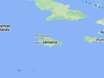 Map showing location of Ocho Rios (18.4025, -77.1048)