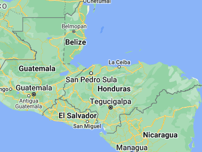 Map showing location of Ocote Paulino (15.41667, -87.6)