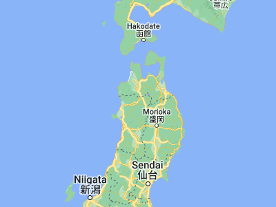 Map showing location of Ōdate (40.26861, 140.56833)