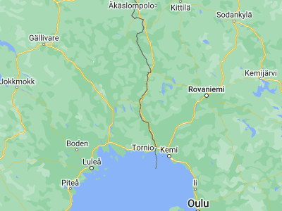 Map showing location of Övertorneå (66.38778, 23.65425)