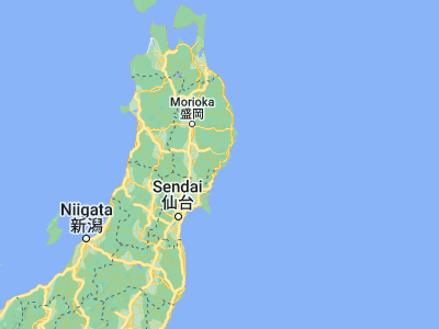 Map showing location of Ōfunato (39.07167, 141.71667)