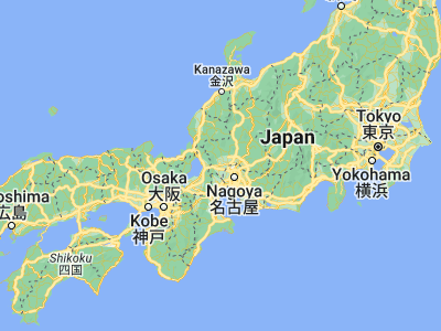 Map showing location of Ōgaki (35.35, 136.61667)
