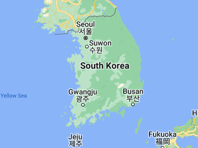 Map showing location of 옥천군 (36.3012, 127.568)