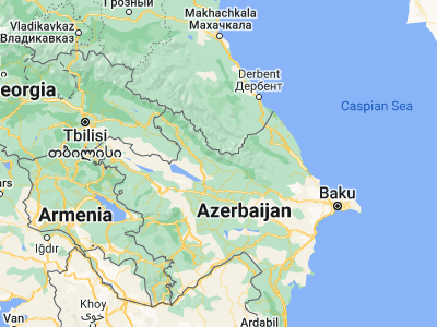 Map showing location of Oğuz (41.07083, 47.45833)