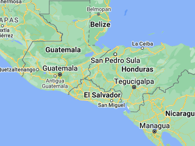Map showing location of Ojos de Agua (14.7, -88.81667)