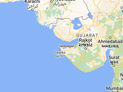 Map showing location of Okha (22.46944, 69.06056)