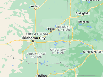 Map showing location of Okmulgee (35.62344, -95.96055)
