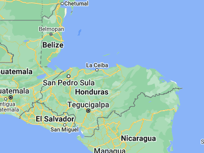 Map showing location of Olanchito (15.5, -86.56667)
