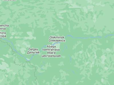 Map showing location of Olëkminsk (60.3743, 120.4203)