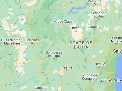 Map showing location of Oliveira dos Brejinhos (-12.31694, -42.89611)