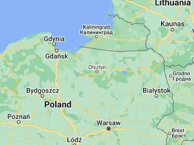 Map showing location of Olsztyn (53.77995, 20.49416)