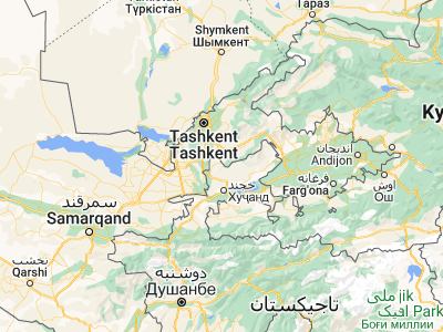 Map showing location of Oltintopkan (40.65425, 69.59811)