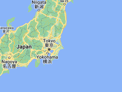 Map showing location of Omigawa (35.85, 140.61667)
