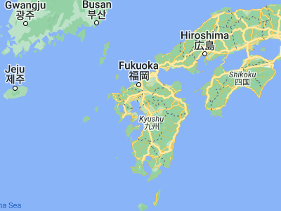 Map showing location of Ōmuta (33.03333, 130.45)