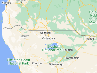 Map showing location of Ondangwa (-17.91667, 15.95)