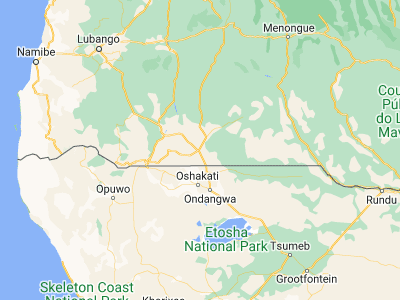 Map showing location of Ondjiva (-17.06667, 15.73333)