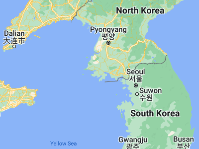 Map showing location of Ongjin (37.93472, 125.36194)