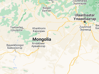 Map showing location of Ongon (46.98259, 103.78389)