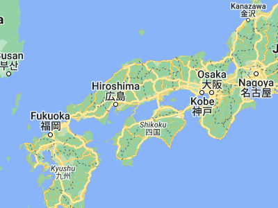 Map showing location of Onomichi (34.41667, 133.2)