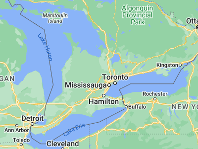 Map showing location of Orangeville (43.9168, -80.09967)