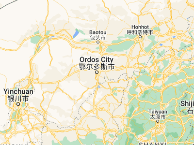 Map showing location of Ordos (39.6086, 109.78157)