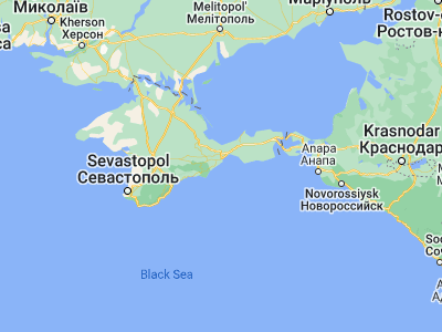 Map showing location of Ordzhonikidze (44.96545, 35.36583)