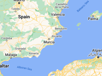 Map showing location of Orihuela (38.08483, -0.94401)