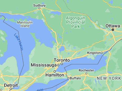 Map showing location of Orillia (44.60868, -79.42068)