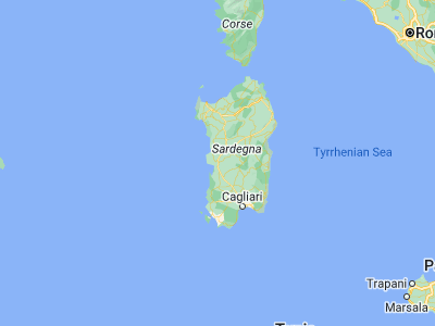 Map showing location of Oristano (39.90306, 8.59194)