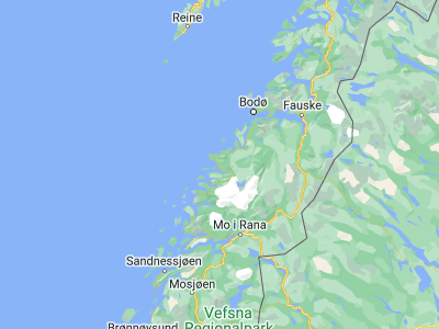 Map showing location of Ørnes (66.8689, 13.7078)