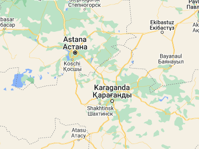 Map showing location of Osakarovka (50.56219, 72.57089)