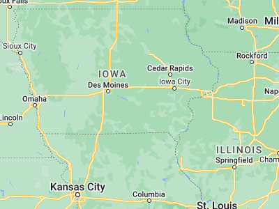 Map showing location of Oskaloosa (41.2964, -92.64436)