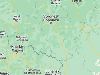 Map showing location of Ostrogozhsk (50.8664, 39.07562)