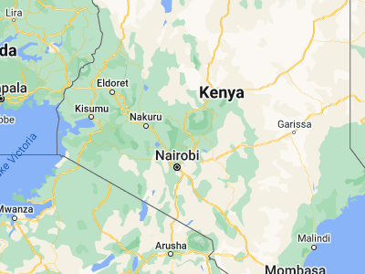 Map showing location of Othaya (-0.56516, 36.96091)