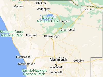 Map showing location of Otjiwarongo (-20.46369, 16.64772)