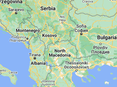 Map showing location of Otlja (42.14389, 21.58778)