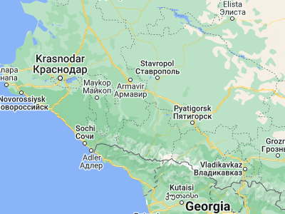 Map showing location of Otradnaya (44.39333, 41.52056)