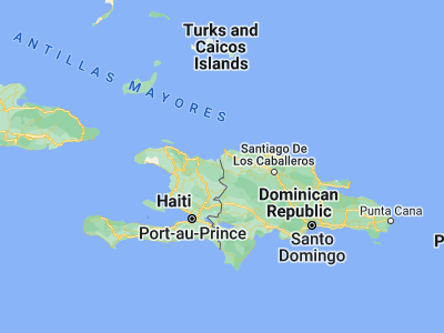 Map showing location of Ouanaminthe (19.55, -71.73333)