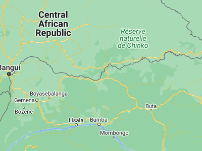 Map showing location of Ouango (4.31325, 22.55524)