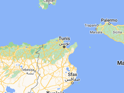 Map showing location of Oued Lill (36.83408, 10.04057)