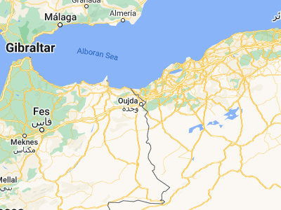 Map showing location of Oujda (34.68052, -1.90764)