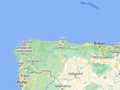 Map showing location of Oviedo (43.36029, -5.84476)