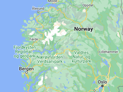 Map showing location of Øvre Årdal (61.31667, 7.8)