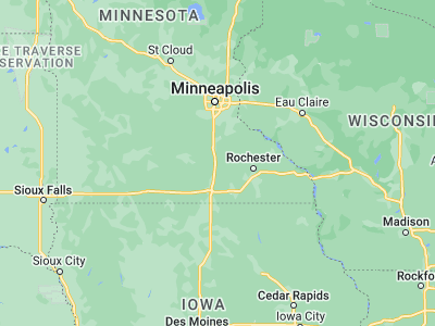 Map showing location of Owatonna (44.08385, -93.22604)